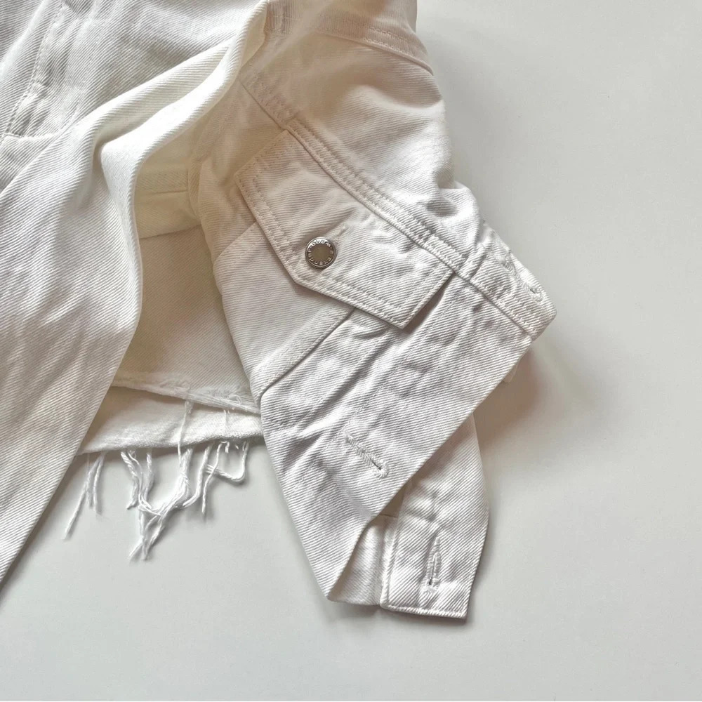 Alexander Wang Sleeve Tie Shorts Denim Skirt Carpenter, White, Size 27 - Picture 11 of 13
